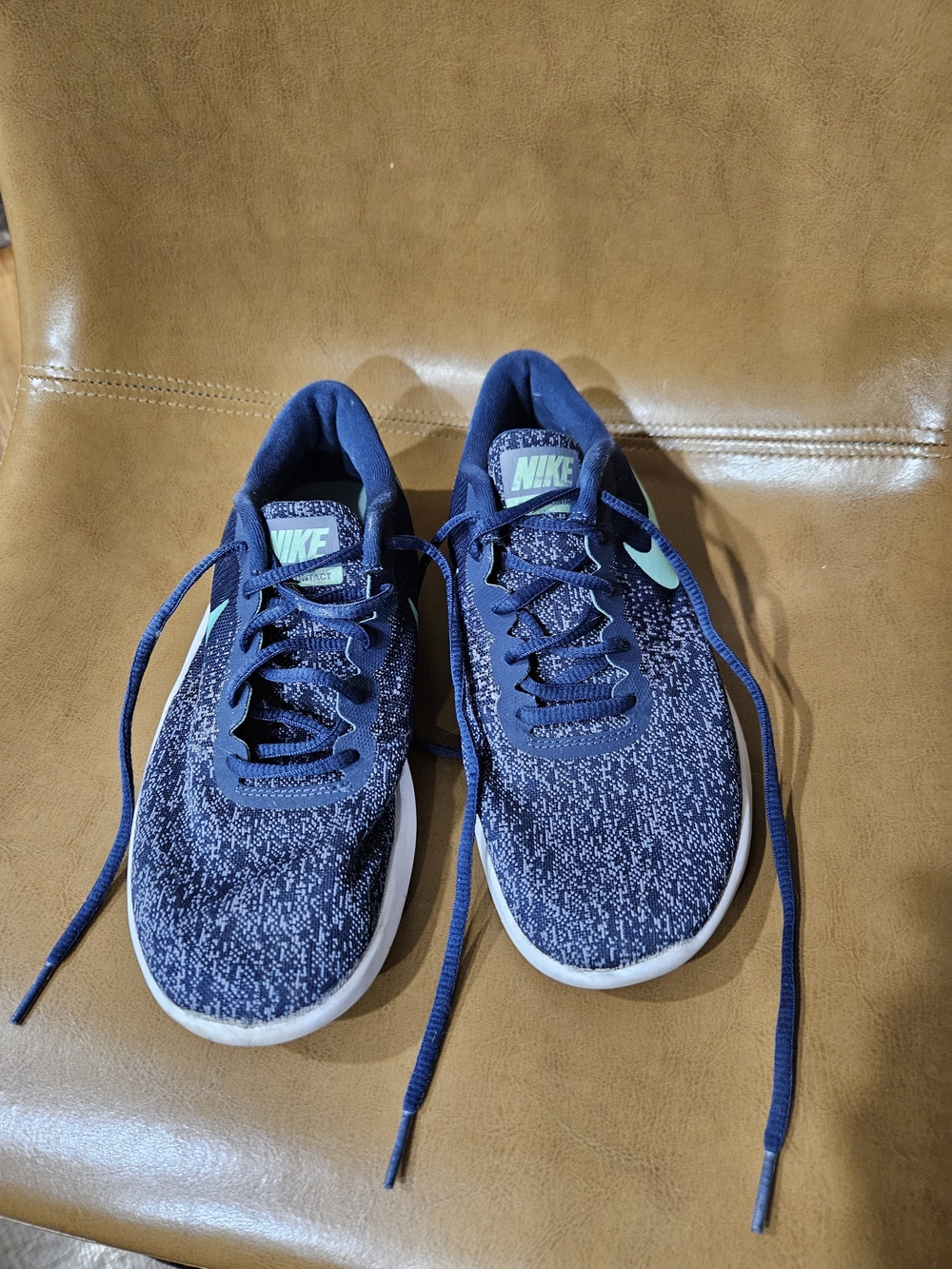 Nike Womens Flex Contact Blue Lace Up Running Sneakers Shoes